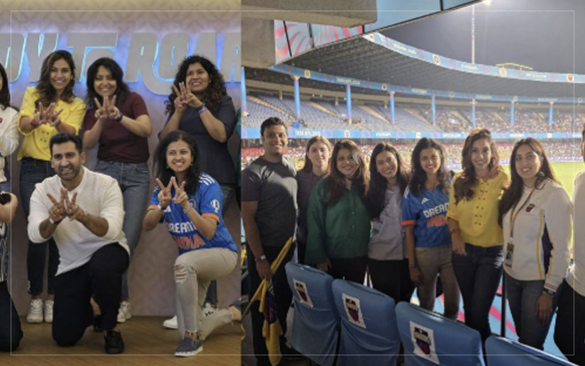 Anisha Singh, Jinisha Sharma, and women founders at a WPL match, celebrating women in sports and business.